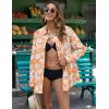 Zeagoo Womens Button Down Shirts Long Sleeve Cotton Gauze Tops Casual Collared Blouses Loose Fit(Orange Tropical)