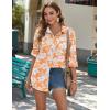 Zeagoo Womens Button Down Shirts Long Sleeve Cotton Gauze Tops Casual Collared Blouses Loose Fit(Orange Tropical)