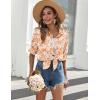 Zeagoo Womens Button Down Shirts Long Sleeve Cotton Gauze Tops Casual Collared Blouses Loose Fit(Orange Tropical)