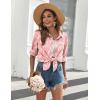 Zeagoo Womens Button Down Shirts Long Sleeve Cotton Gauze Tops Casual Collared Blouses Loose Fit(Pink Tropical)