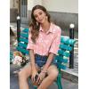 Zeagoo Womens Button Down Shirts Long Sleeve Cotton Gauze Tops Casual Collared Blouses Loose Fit(Pink Tropical)