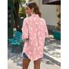 Zeagoo Womens Button Down Shirts Long Sleeve Cotton Gauze Tops Casual Collared Blouses Loose Fit(Pink Tropical)