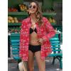 Zeagoo Womens Button Down Shirts Long Sleeve Cotton Gauze Tops Casual Collared Blouses Loose Fit(Red Boho)