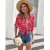 Zeagoo Womens Button Down Shirts Long Sleeve Cotton Gauze Tops Casual Collared Blouses Loose Fit(Red Boho)