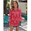 Zeagoo Womens Button Down Shirts Long Sleeve Cotton Gauze Tops Casual Collared Blouses Loose Fit(Red Boho)