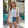 Zeagoo Womens Button Down Shirts Long Sleeve Cotton Gauze Tops Casual Collared Blouses Loose Fit(Stripes)