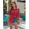 Zeagoo Womens Button Down Shirts Long Sleeve Cotton Gauze Tops Casual Collared Blouses Loose Fit(Wine Red)