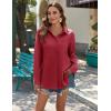 Zeagoo Womens Button Down Shirts Long Sleeve Cotton Gauze Tops Casual Collared Blouses Loose Fit(Wine Red)