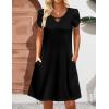 Zeagoo Women’s Casual A-Line Dresses with Pockets Summer Floral Tshirt Dress Short Sleeve Mini Dress Flowy Sundresses(Black)
