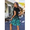 Zeagoo Women’s Casual A-Line Dresses with Pockets Summer Floral Tshirt Dress Short Sleeve Mini Dress Flowy Sundresses(Black Blue-printed)
