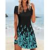 Zeagoo Women’s Casual A-Line Dresses with Pockets Summer Floral Tshirt Dress Short Sleeve Mini Dress Flowy Sundresses(Black Blue-printed)