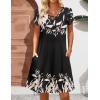 Zeagoo Women’s Casual A-Line Dresses with Pockets Summer Floral Tshirt Dress Short Sleeve Mini Dress Flowy Sundresses(Black Khaki Printed)