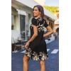 Zeagoo Women’s Casual A-Line Dresses with Pockets Summer Floral Tshirt Dress Short Sleeve Mini Dress Flowy Sundresses(Black Khaki Printed)