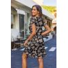 Zeagoo Women’s Casual A-Line Dresses with Pockets Summer Floral Tshirt Dress Short Sleeve Mini Dress Flowy Sundresses(Black Leaf Print)