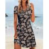 Zeagoo Women’s Casual A-Line Dresses with Pockets Summer Floral Tshirt Dress Short Sleeve Mini Dress Flowy Sundresses(Black Leaf Print)