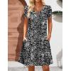 Zeagoo Women’s Casual A-Line Dresses with Pockets Summer Floral Tshirt Dress Short Sleeve Mini Dress Flowy Sundresses(Black White-printed)