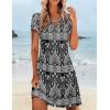 Zeagoo Women’s Casual A-Line Dresses with Pockets Summer Floral Tshirt Dress Short Sleeve Mini Dress Flowy Sundresses(Black-printed)