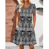 Zeagoo Women’s Casual A-Line Dresses with Pockets Summer Floral Tshirt Dress Short Sleeve Mini Dress Flowy Sundresses(Black-printed)