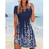 Zeagoo Women’s Casual A-Line Dresses with Pockets Summer Floral Tshirt Dress Short Sleeve Mini Dress Flowy Sundresses(Blue Floral-printed)