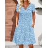 Zeagoo Women’s Casual A-Line Dresses with Pockets Summer Floral Tshirt Dress Short Sleeve Mini Dress Flowy Sundresses(Blue White Floral)