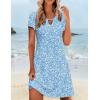 Zeagoo Women’s Casual A-Line Dresses with Pockets Summer Floral Tshirt Dress Short Sleeve Mini Dress Flowy Sundresses(Blue White Floral)