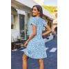 Zeagoo Women’s Casual A-Line Dresses with Pockets Summer Floral Tshirt Dress Short Sleeve Mini Dress Flowy Sundresses(Blue White Floral)