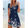 Zeagoo Women’s Casual A-Line Dresses with Pockets Summer Floral Tshirt Dress Short Sleeve Mini Dress Flowy Sundresses(Blue White-printed)