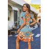 Zeagoo Women’s Casual A-Line Dresses with Pockets Summer Floral Tshirt Dress Short Sleeve Mini Dress Flowy Sundresses(Blue-printed)
