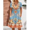 Zeagoo Women’s Casual A-Line Dresses with Pockets Summer Floral Tshirt Dress Short Sleeve Mini Dress Flowy Sundresses(Blue-printed)