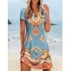 Zeagoo Women’s Casual A-Line Dresses with Pockets Summer Floral Tshirt Dress Short Sleeve Mini Dress Flowy Sundresses(Blue-printed)