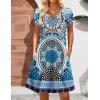 Zeagoo Women’s Casual A-Line Dresses with Pockets Summer Floral Tshirt Dress Short Sleeve Mini Dress Flowy Sundresses(Blue-printed-3)