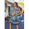 Zeagoo Women’s Casual A-Line Dresses with Pockets Summer Floral Tshirt Dress Short Sleeve Mini Dress Flowy Sundresses(Blue-printed-3)