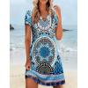 Zeagoo Women’s Casual A-Line Dresses with Pockets Summer Floral Tshirt Dress Short Sleeve Mini Dress Flowy Sundresses(Blue-printed-3)