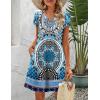 Zeagoo Women’s Casual A-Line Dresses with Pockets Summer Floral Tshirt Dress Short Sleeve Mini Dress Flowy Sundresses(Blue-printed-3)