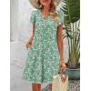 Zeagoo Women’s Casual A-Line Dresses with Pockets Summer Floral Tshirt Dress Short Sleeve Mini Dress Flowy Sundresses(Green Floral)