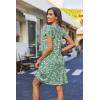 Zeagoo Women’s Casual A-Line Dresses with Pockets Summer Floral Tshirt Dress Short Sleeve Mini Dress Flowy Sundresses(Green Floral)