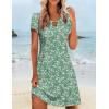 Zeagoo Women’s Casual A-Line Dresses with Pockets Summer Floral Tshirt Dress Short Sleeve Mini Dress Flowy Sundresses(Green Floral)
