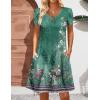 Zeagoo Women’s Casual A-Line Dresses with Pockets Summer Floral Tshirt Dress Short Sleeve Mini Dress Flowy Sundresses(Green-printed)