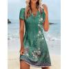 Zeagoo Women’s Casual A-Line Dresses with Pockets Summer Floral Tshirt Dress Short Sleeve Mini Dress Flowy Sundresses(Green-printed)