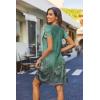 Zeagoo Women’s Casual A-Line Dresses with Pockets Summer Floral Tshirt Dress Short Sleeve Mini Dress Flowy Sundresses(Green-printed)