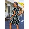 Zeagoo Women’s Casual A-Line Dresses with Pockets Summer Floral Tshirt Dress Short Sleeve Mini Dress Flowy Sundresses(Leaf Printed-02)