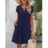 Zeagoo Women’s Casual A-Line Dresses with Pockets Summer Floral Tshirt Dress Short Sleeve Mini Dress Flowy Sundresses(Navy Blue)