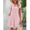 Zeagoo Women’s Casual A-Line Dresses with Pockets Summer Floral Tshirt Dress Short Sleeve Mini Dress Flowy Sundresses(Pink Dot)