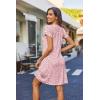 Zeagoo Women’s Casual A-Line Dresses with Pockets Summer Floral Tshirt Dress Short Sleeve Mini Dress Flowy Sundresses(Pink Dot)