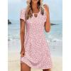 Zeagoo Women’s Casual A-Line Dresses with Pockets Summer Floral Tshirt Dress Short Sleeve Mini Dress Flowy Sundresses(Pink Dot)