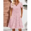 Zeagoo Women’s Casual A-Line Dresses with Pockets Summer Floral Tshirt Dress Short Sleeve Mini Dress Flowy Sundresses(Pink Dot)