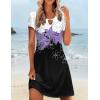 Zeagoo Women’s Casual A-Line Dresses with Pockets Summer Floral Tshirt Dress Short Sleeve Mini Dress Flowy Sundresses(Purple Floral-printed)