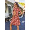 Zeagoo Women’s Casual A-Line Dresses with Pockets Summer Floral Tshirt Dress Short Sleeve Mini Dress Flowy Sundresses(Red Floral-01)