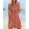 Zeagoo Women’s Casual A-Line Dresses with Pockets Summer Floral Tshirt Dress Short Sleeve Mini Dress Flowy Sundresses(Red Floral-01)