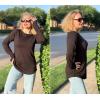 Zeagoo Women’s Casual Long Sleeve Shirts Crew Neck Round Hem Loose T-Shirts Tunic Tops with Thumb Holes(Black)